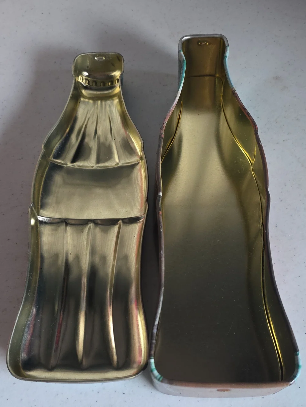 Coca-Cola Tin Bottle Figurine - Brown & Teal Accents